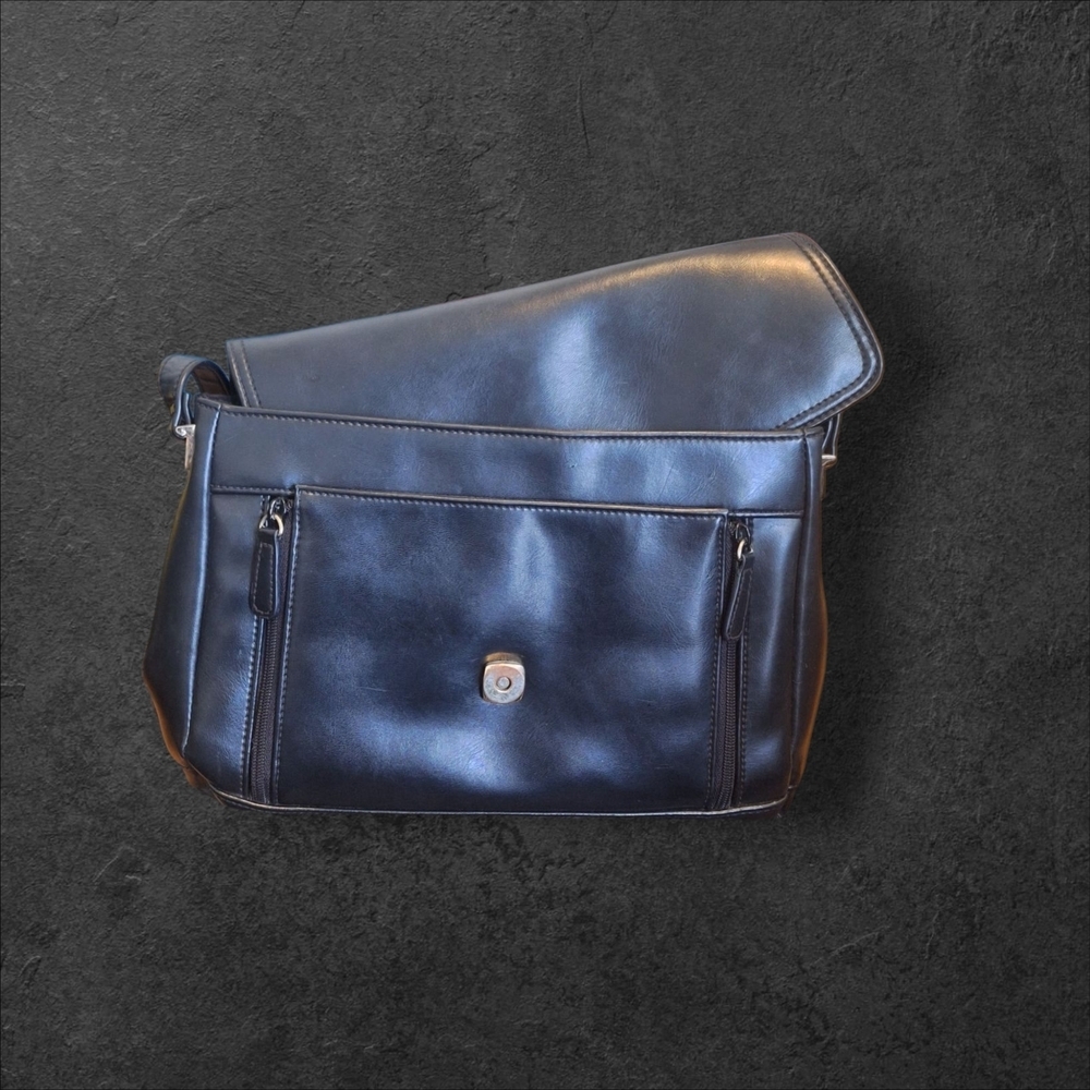 Liz Claiborne Black Leather Bag Vintage - Picture 7 of 14